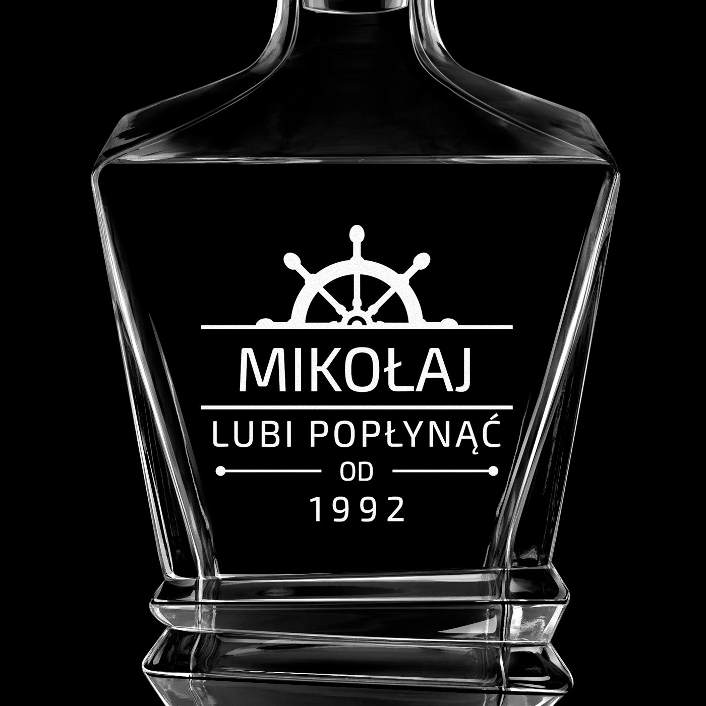 Karafka geometric z grawerem dla żeglarza podróżnika