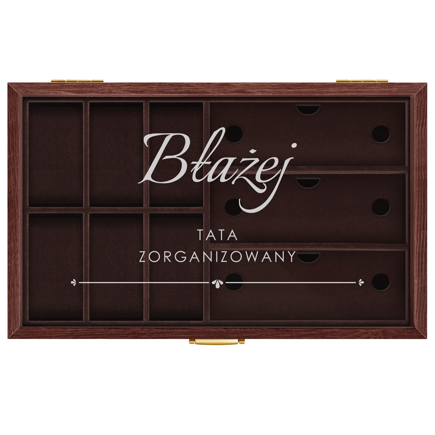 Szkatułka brązowa na zegarki i okulary z grawerem dla taty