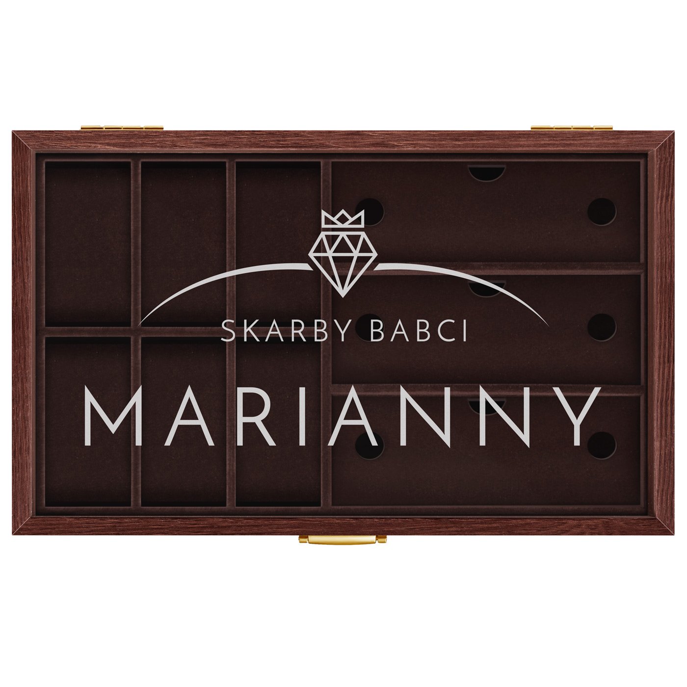 Szkatułka brązowa na zegarki i okulary z grawerem dla babci