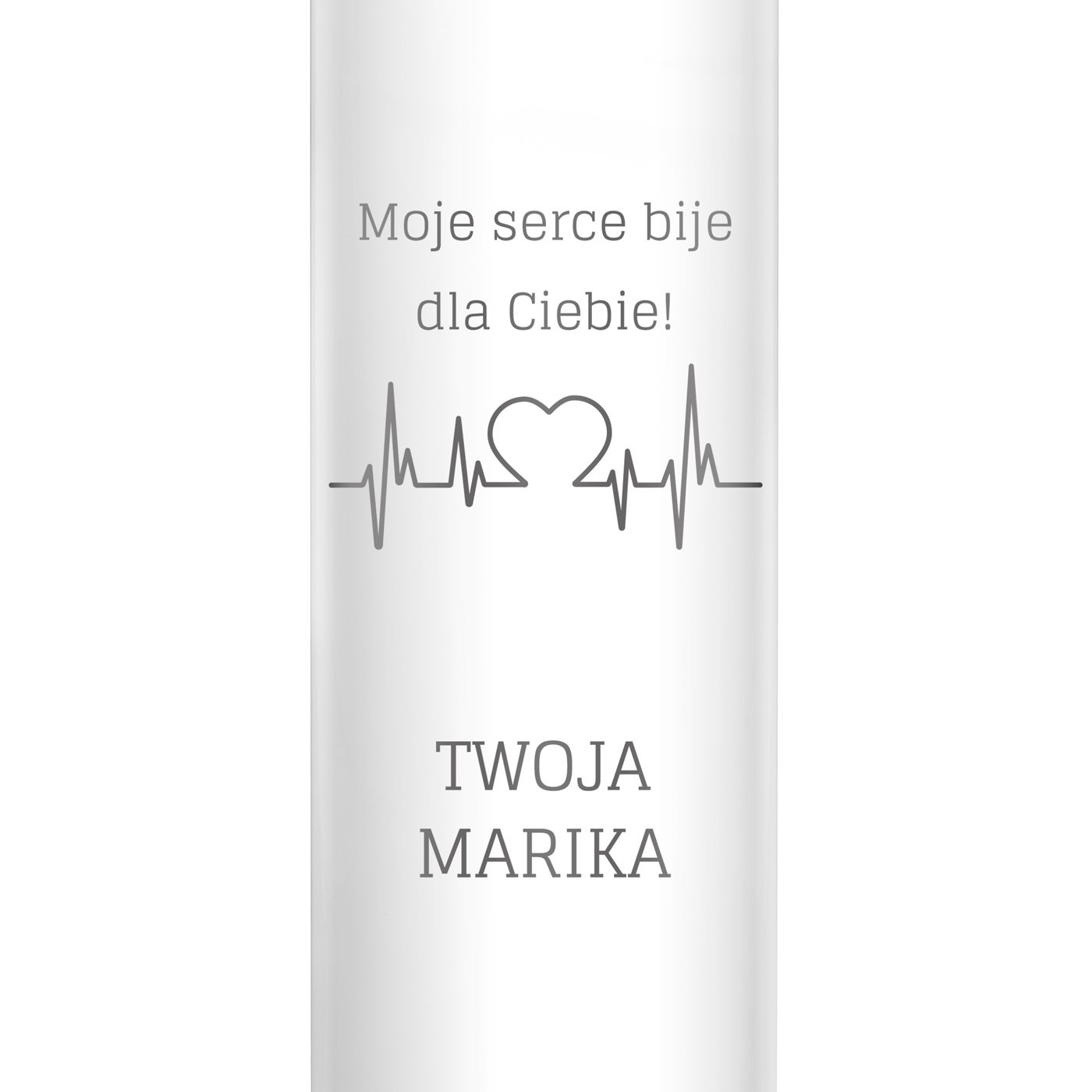 Kubek termiczny termos biały z wyświetlaczem LED z grawerem dla chłopaka narzeczonego męża na walentynki