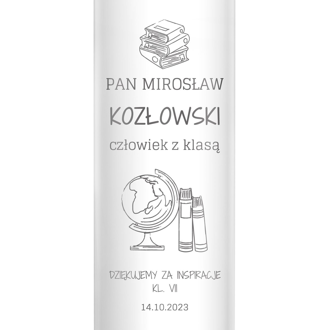 Kubek termiczny termos biały z wyświetlaczem LED z grawerem dla nauczyciela wychowawcy na Dzień Nauczyciela