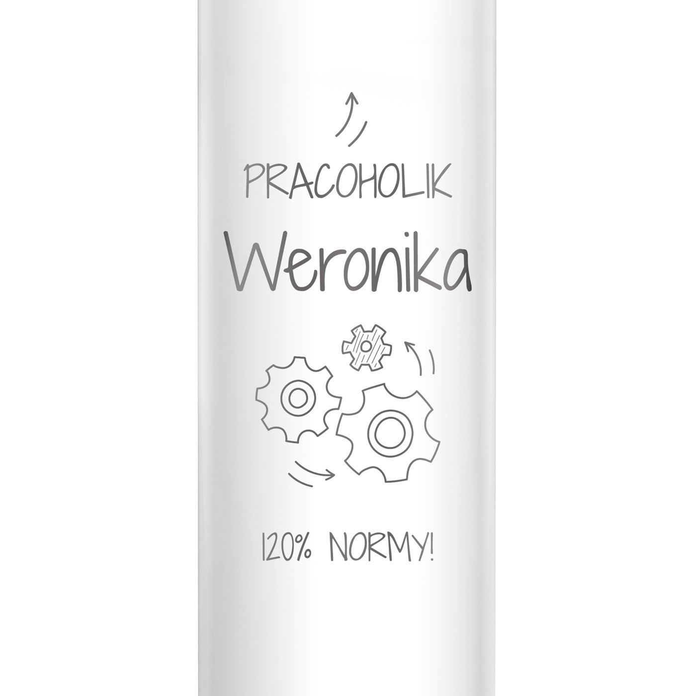 Kubek termiczny termos biały z wyświetlaczem LED z grawerem dla pracoholika na imieniny awans w pracy