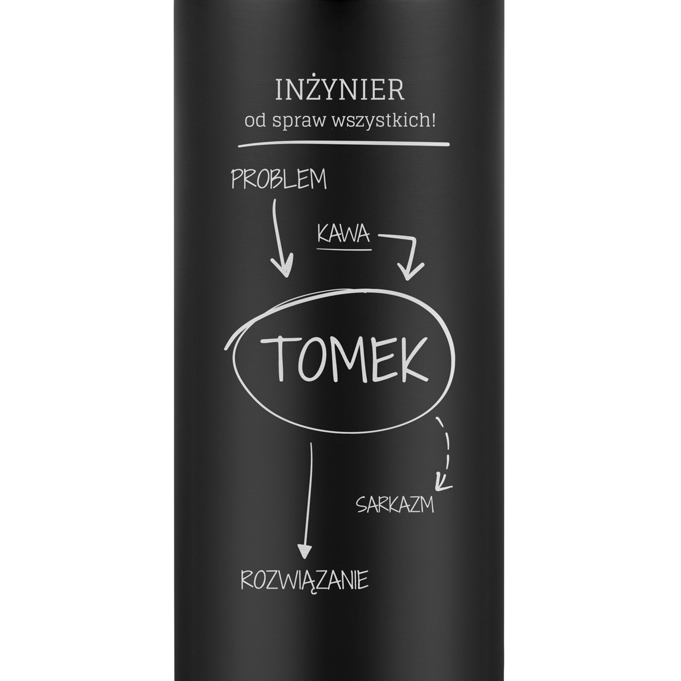 Kubek termiczny termos czarny z wyświetlaczem LED i grawerem dla inżyniera