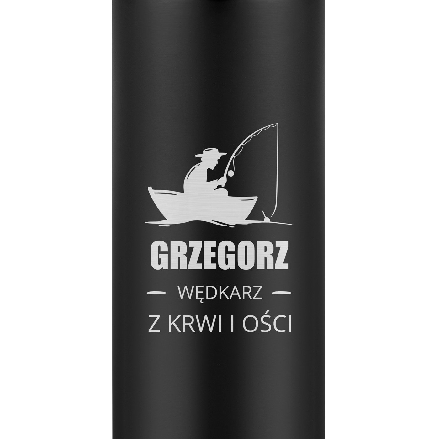 Kubek termiczny termos czarny z wyświetlaczem LED i grawerem dla wędkarza