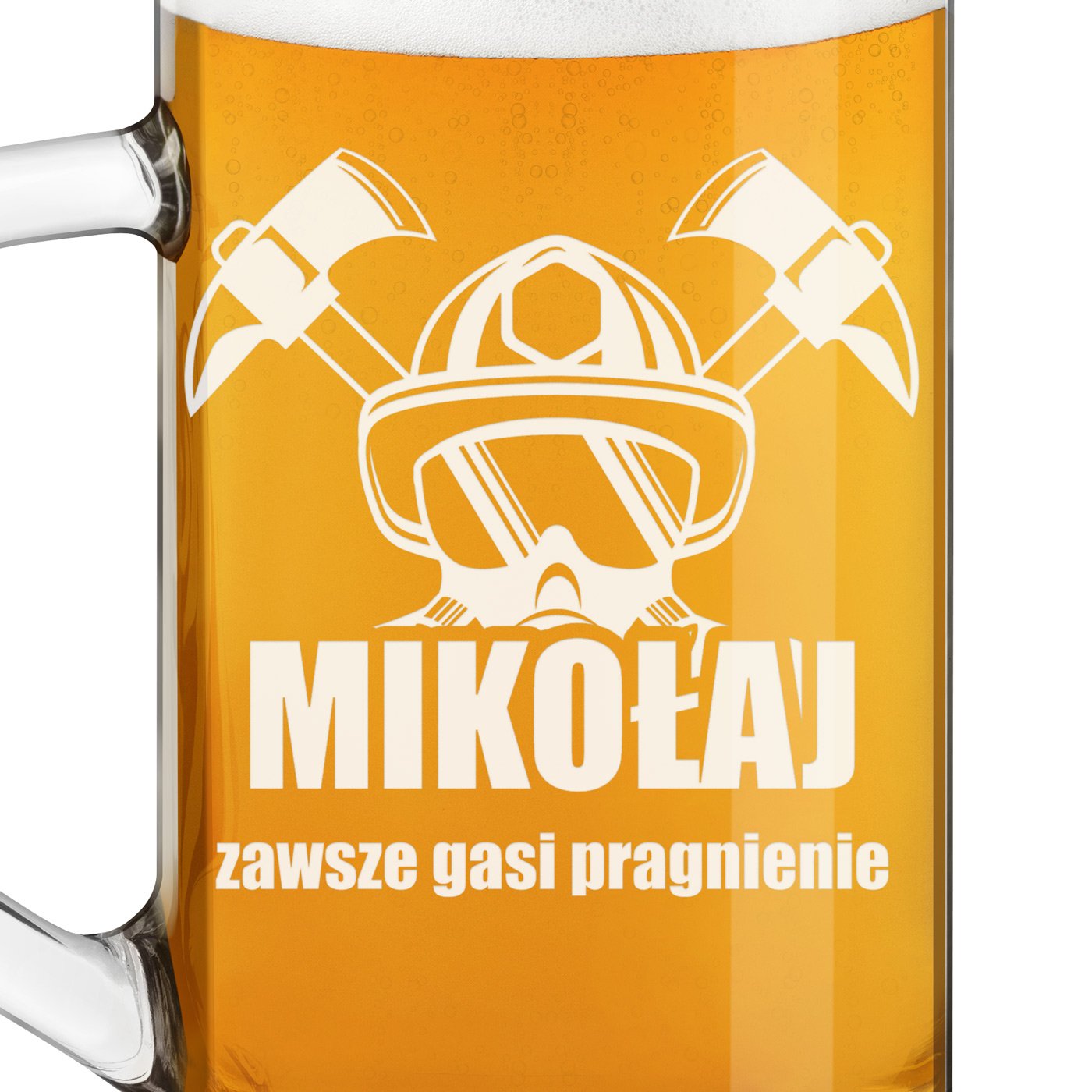 Kufel na piwo prosty z grawerem dla strażaka