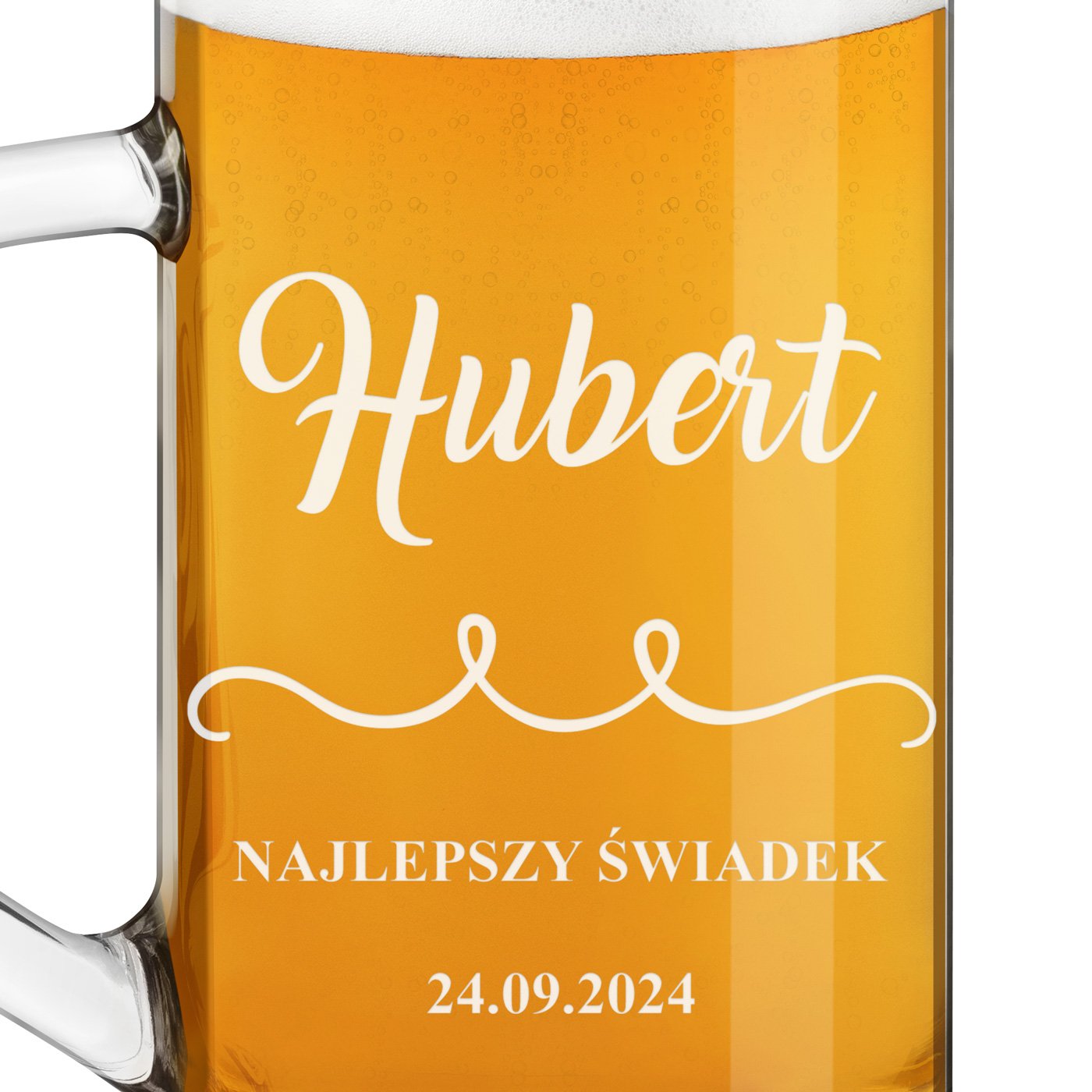 Kufel na piwo prosty z grawerem dla świadka jako podziękowanie ślubne