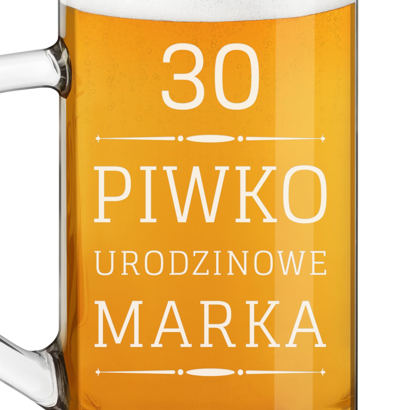 Kufel na piwo prosty z grawerem dla piwosza na 30 urodziny