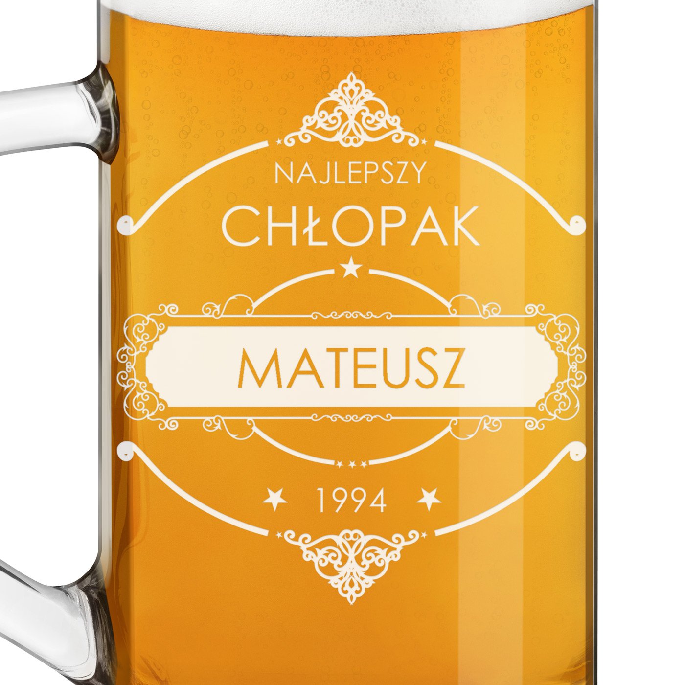 Kufel na piwo prosty z grawerem dla chłopaka na urodziny