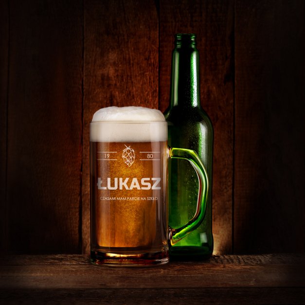 Kufel na piwo prosty z grawerem dla piwosza na urodziny