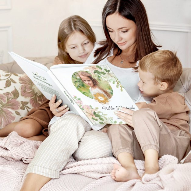 Historie opowieści biblijne z nadrukiem dla dziewczynki na komunię