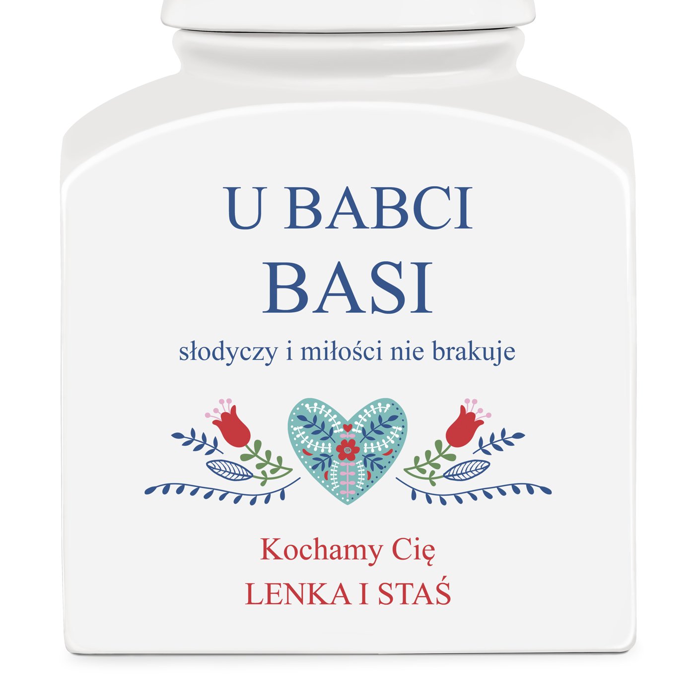Słoik ceramiczny na ciastka z nadrukiem dla babci