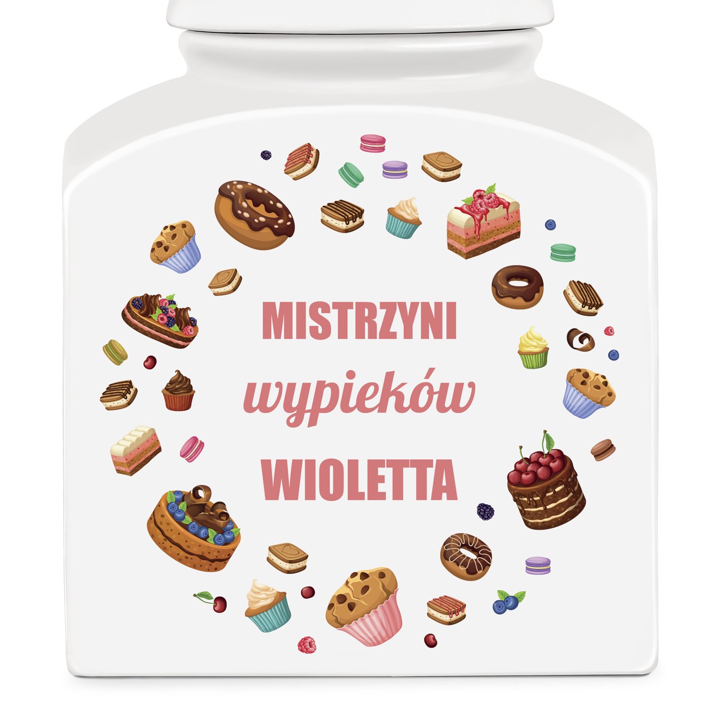 Słoik ceramiczny na ciastka z nadrukiem dla niej na imieniny święta