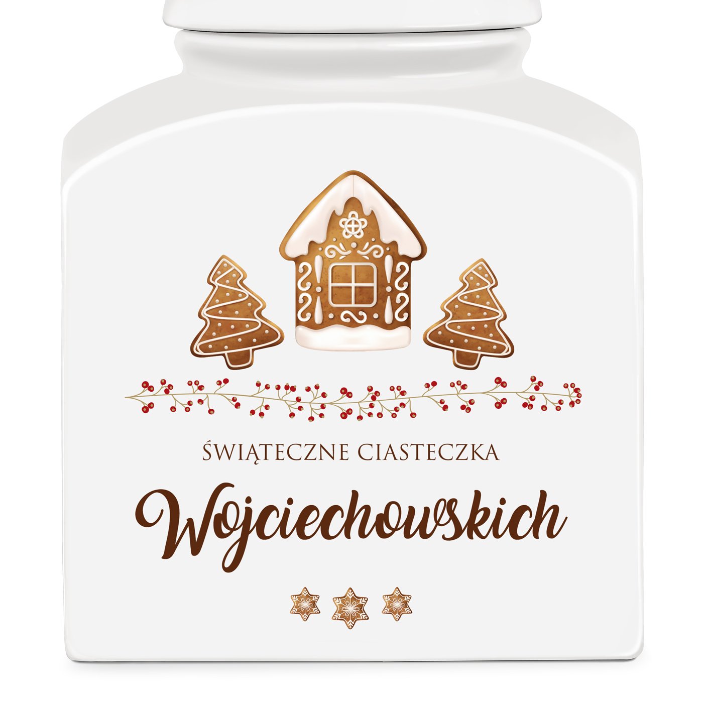 Słoik ceramiczny na ciastka z nadrukiem dla pary na święta