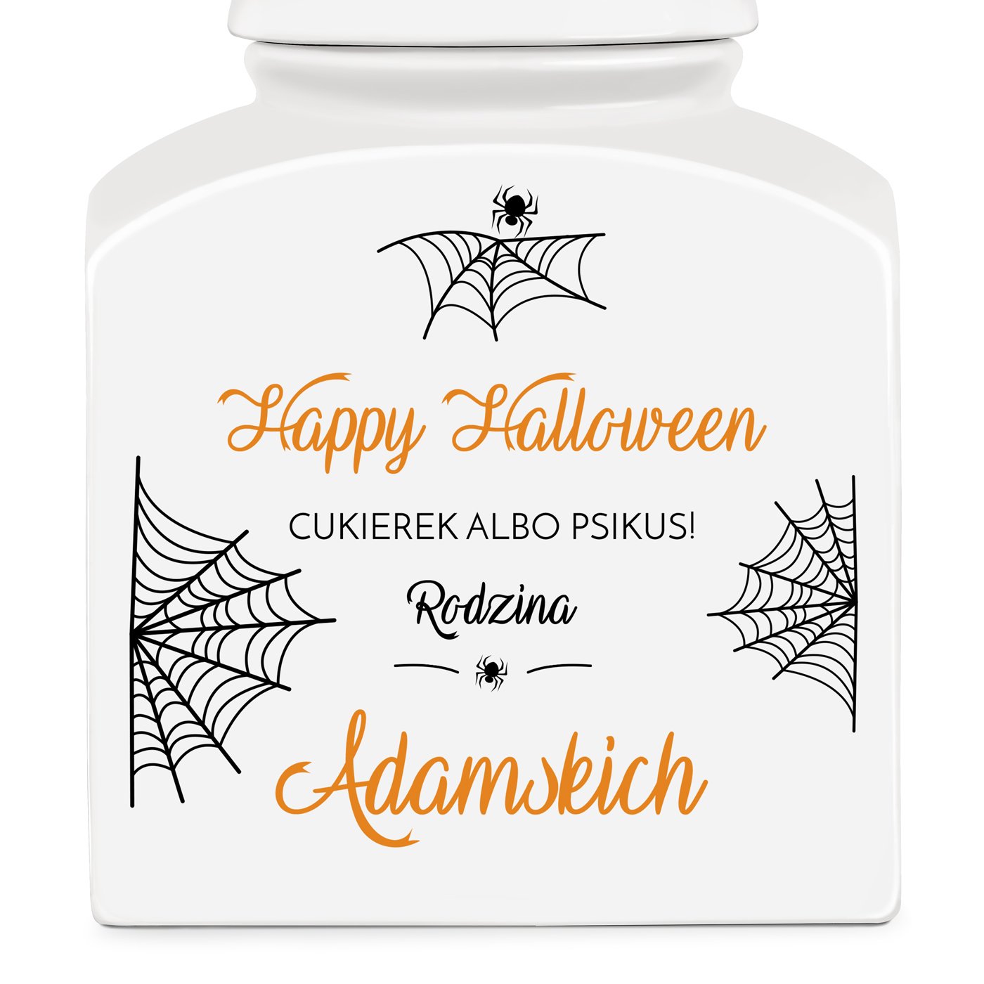 Słoik ceramiczny na ciastka z nadrukiem na Halloween