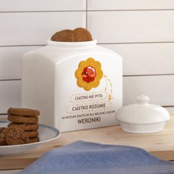 Słoik ceramiczny na ciastka z nadrukiem dla siostry na imieniny
