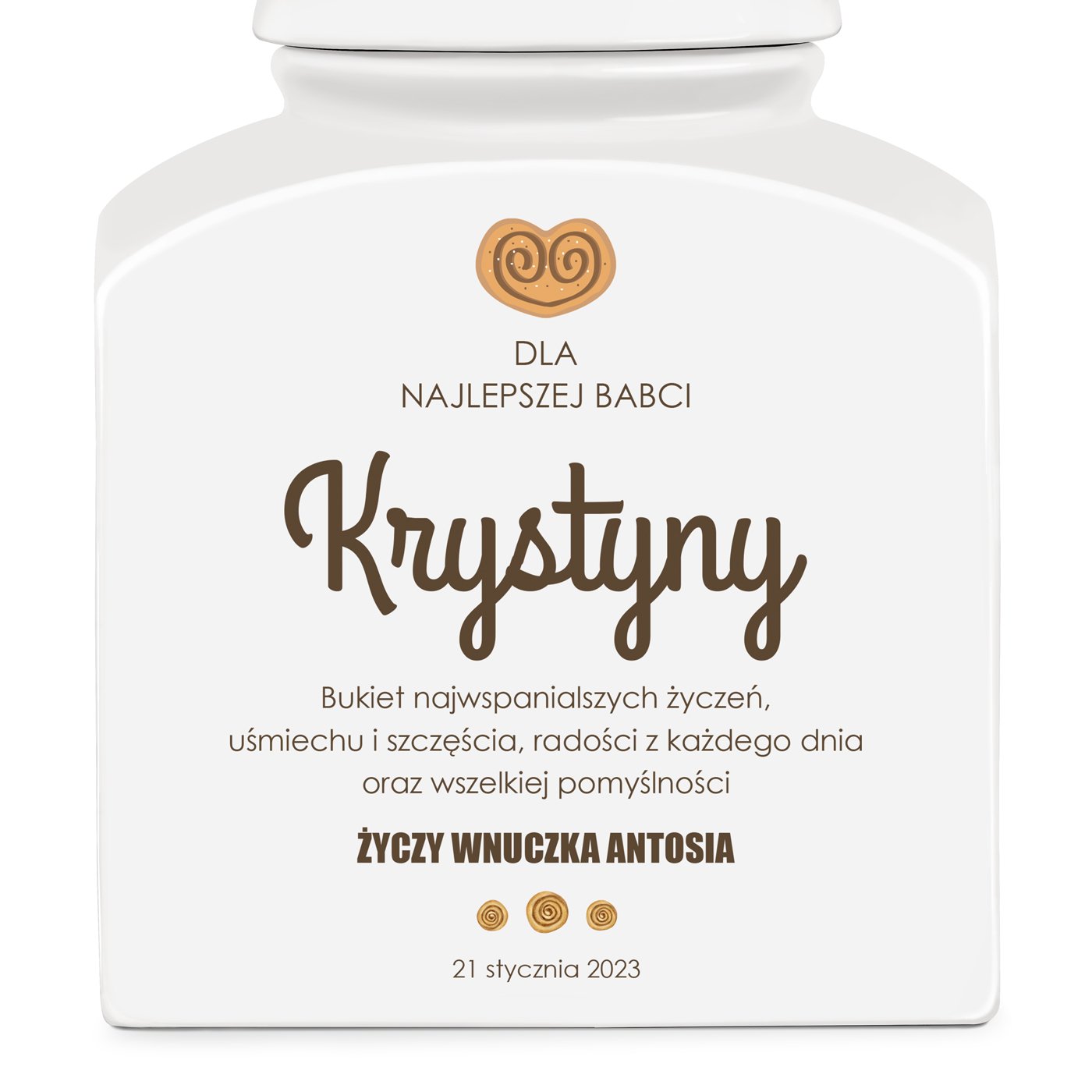 Słoik ceramiczny na ciastka z nadrukiem dla babci na Dzień Babci