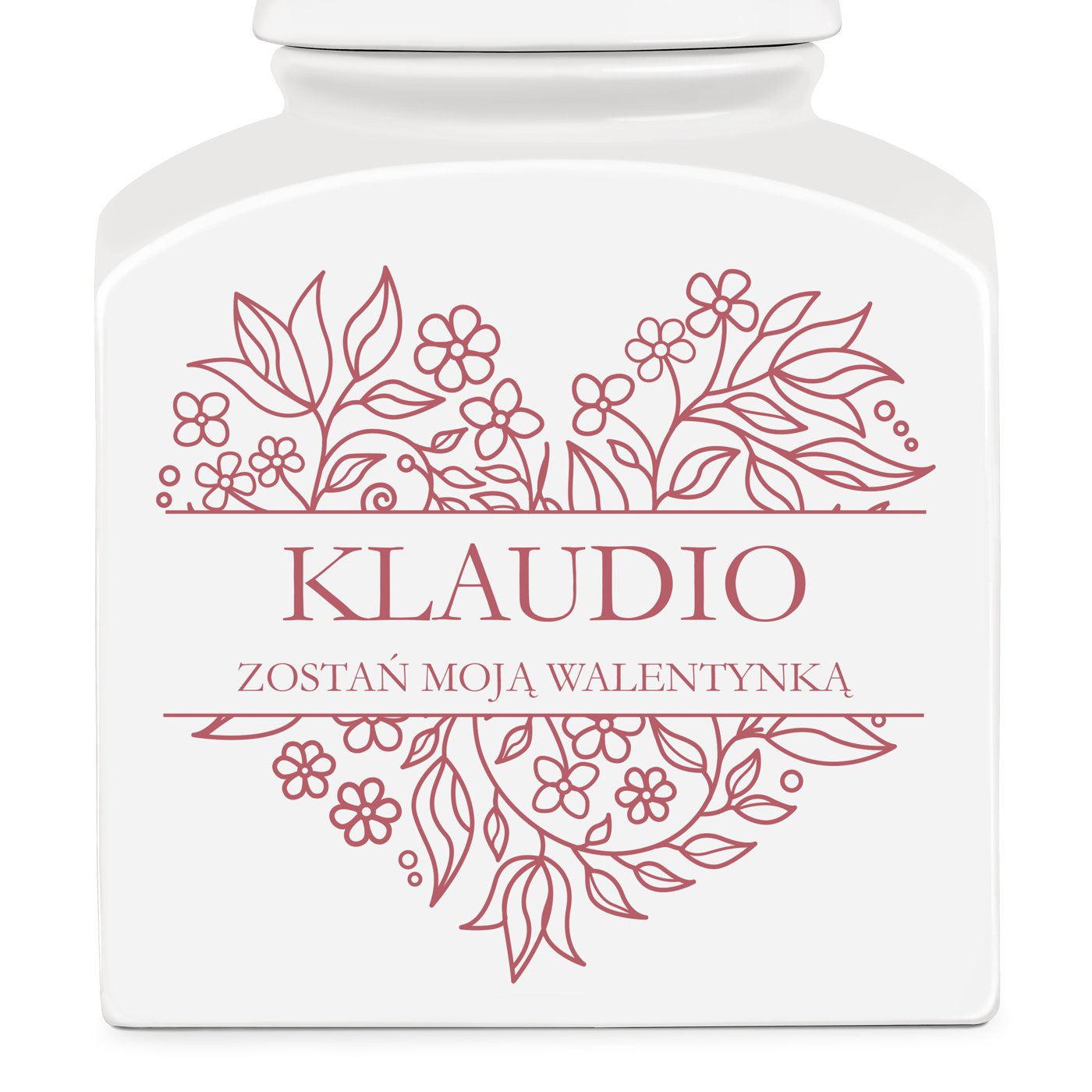 Słoik ceramiczny na ciastka z nadrukiem dla niej na walentynki