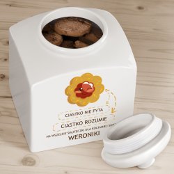 Słoik ceramiczny na ciastka z nadrukiem dla siostry na imieniny