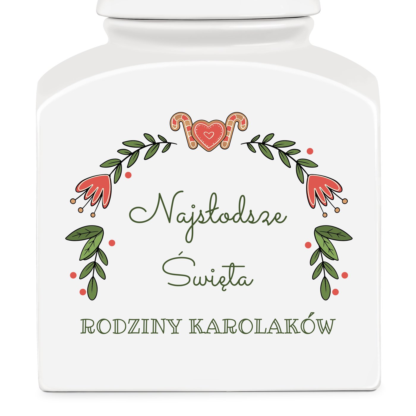 Słoik ceramiczny na ciastka z nadrukiem dla pary na święta