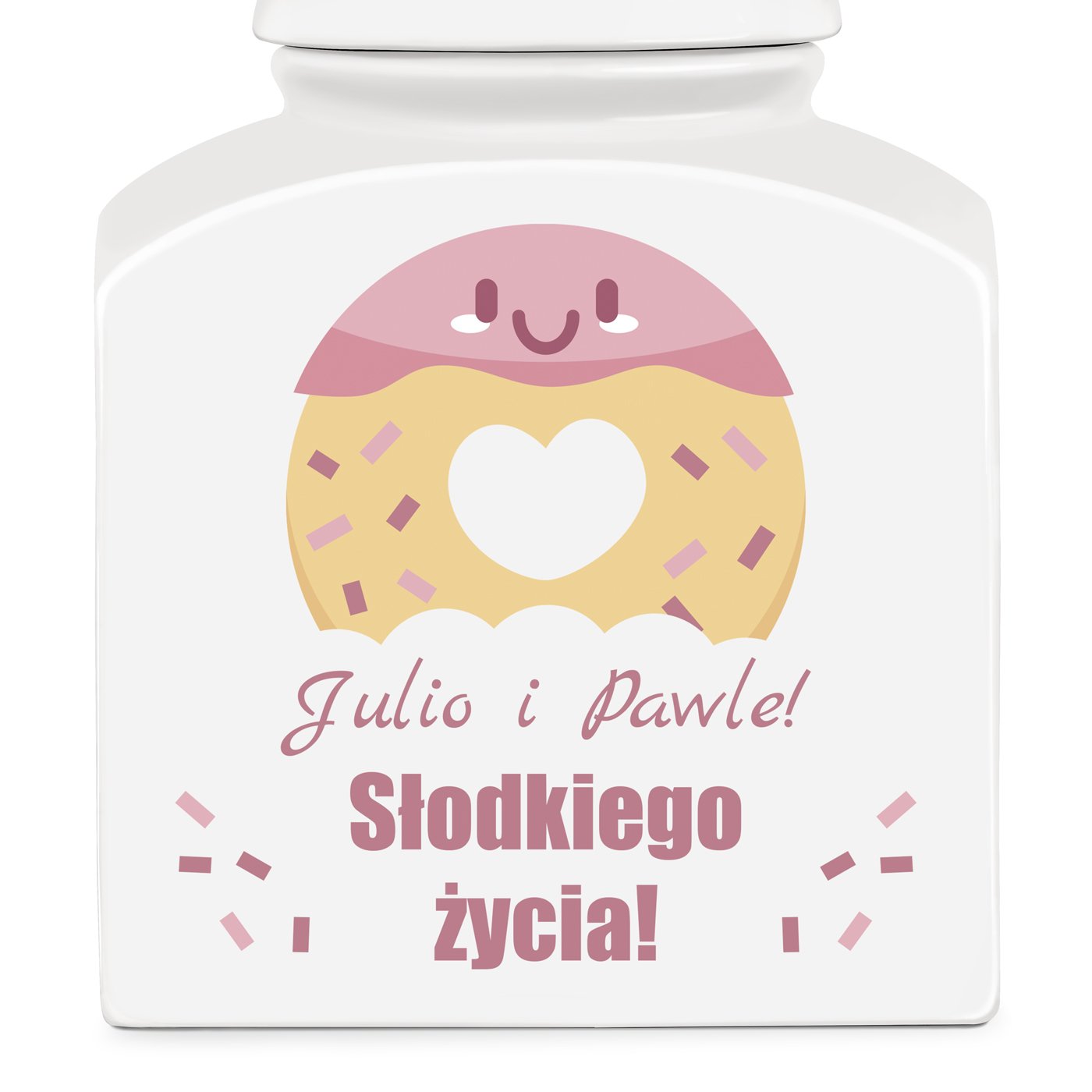 Słoik ceramiczny na ciastka z nadrukiem dla pary na ślub