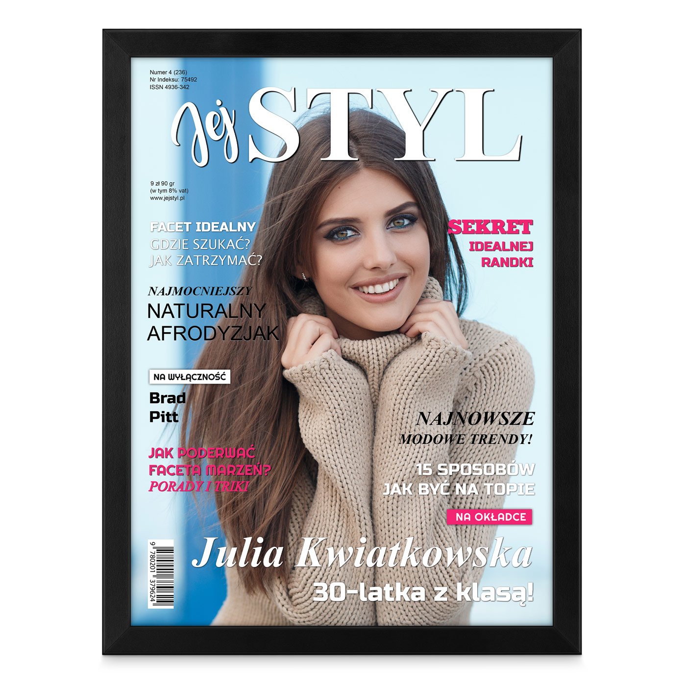 Plakat personalizowany ze zdjęciem w ramce Jej Styl dla niej na 30 urodziny
