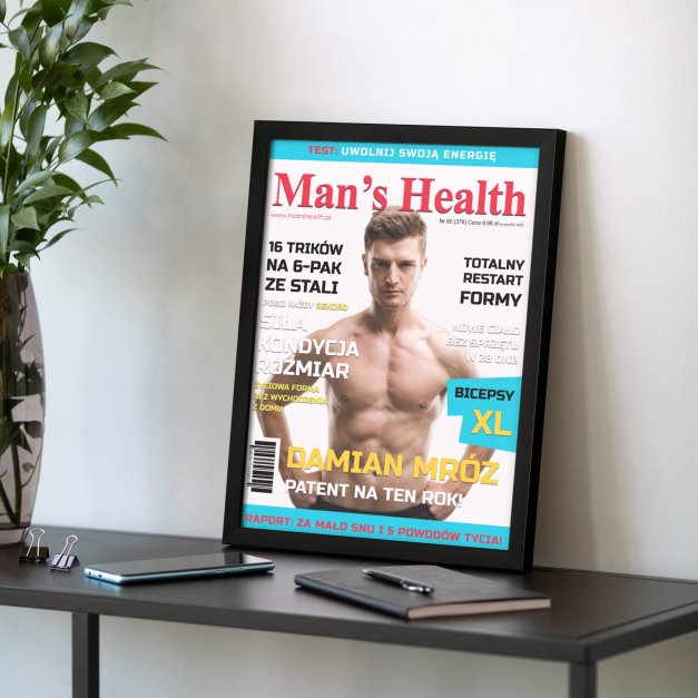 Plakat personalizowany ze zdjęciem w ramce Man s Health dla kulturysty