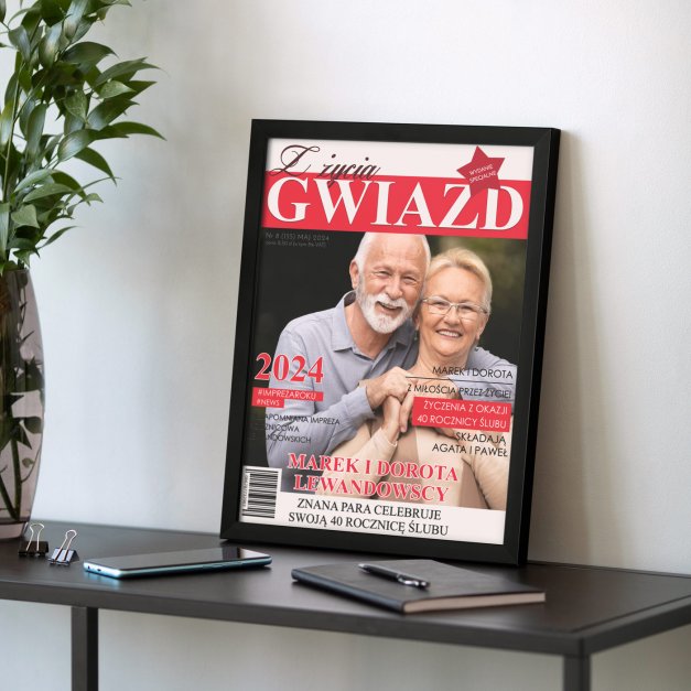Plakat personalizowany ze zdjęciem Z życia gwiazd z nadrukiem dla pary na 40 rocznicę ślubu