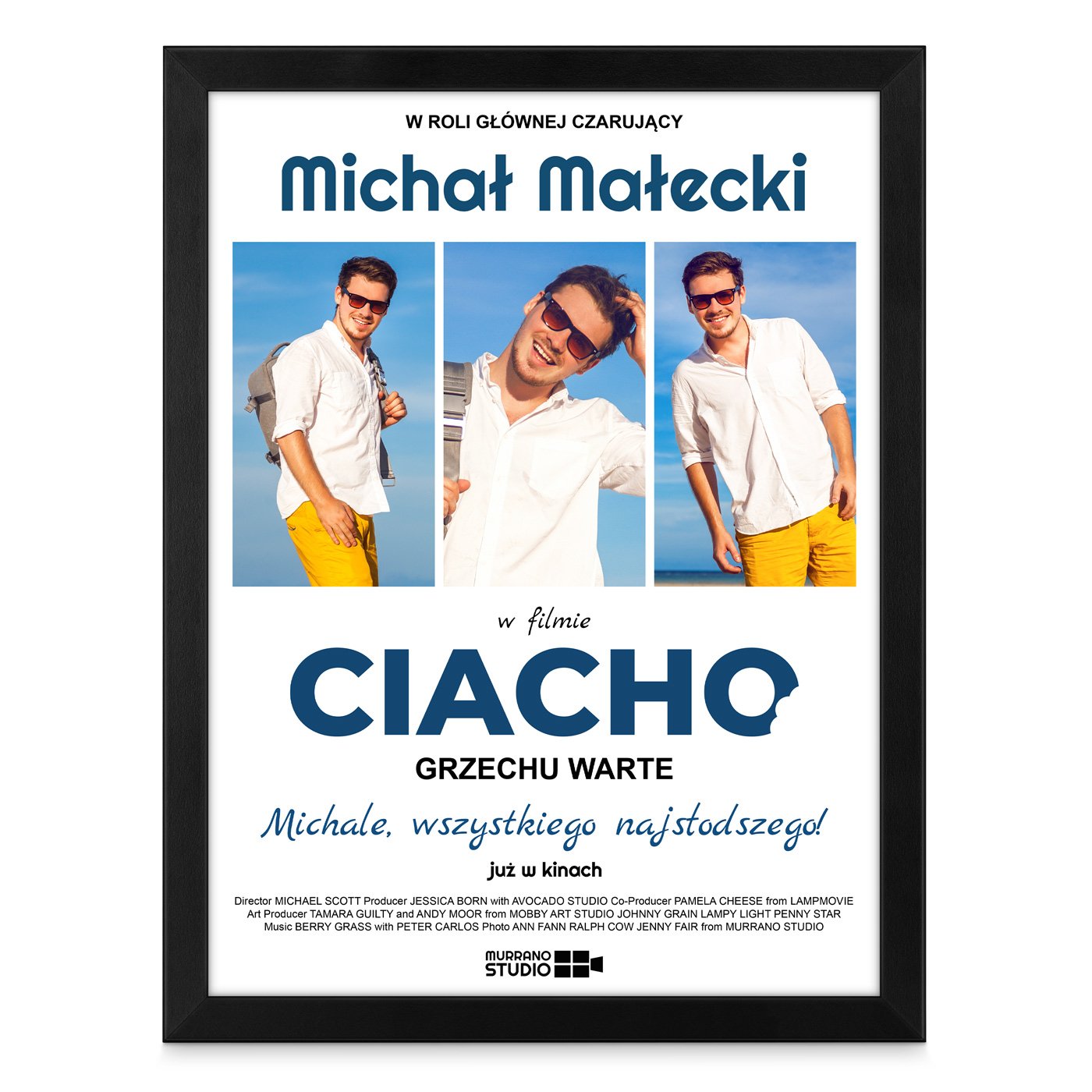 Plakat personalizowany kolaż zdjęć w ramce z nadrukiem dla chłopaka męża