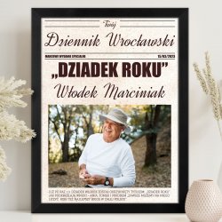 Plakat personalizowany ze zdjęciem Twój Dziennik w ramce z nadrukiem dla dziadka na Dzień Dziadka