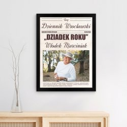 Plakat personalizowany ze zdjęciem Twój Dziennik w ramce z nadrukiem dla dziadka na Dzień Dziadka