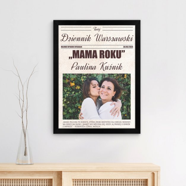 Plakat personalizowany ze zdjęciem Twój Dziennik w ramce z nadrukiem dla mamy na Dzień Matki