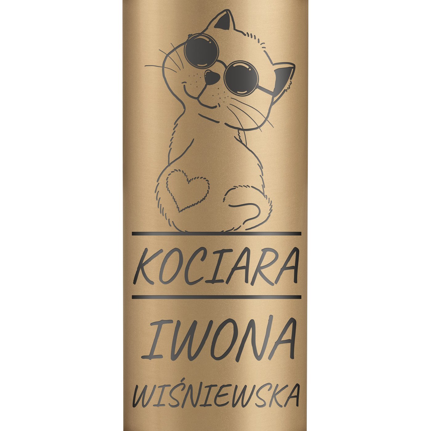 Kubek termiczny złoty termos z wyświetlaczem LED z grawerem dla kociary