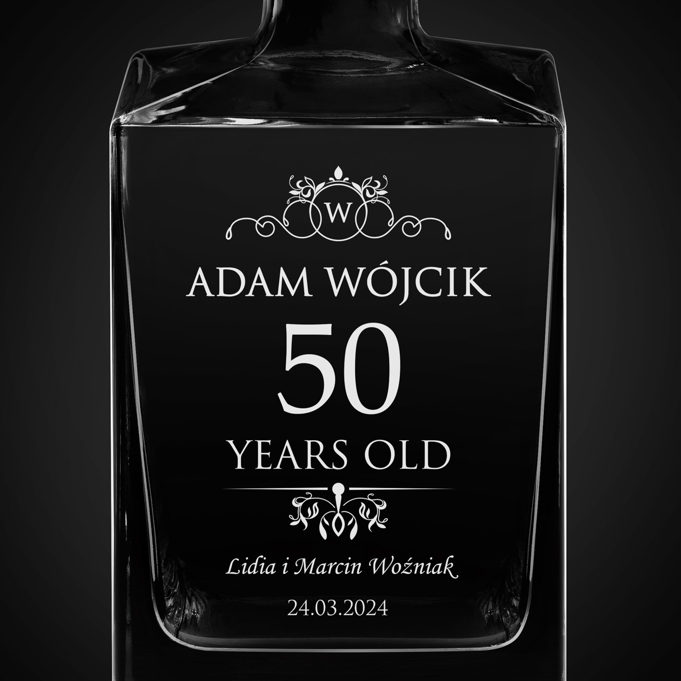 Karafka do whisky cube z grawerem dla niego na 50 urodziny