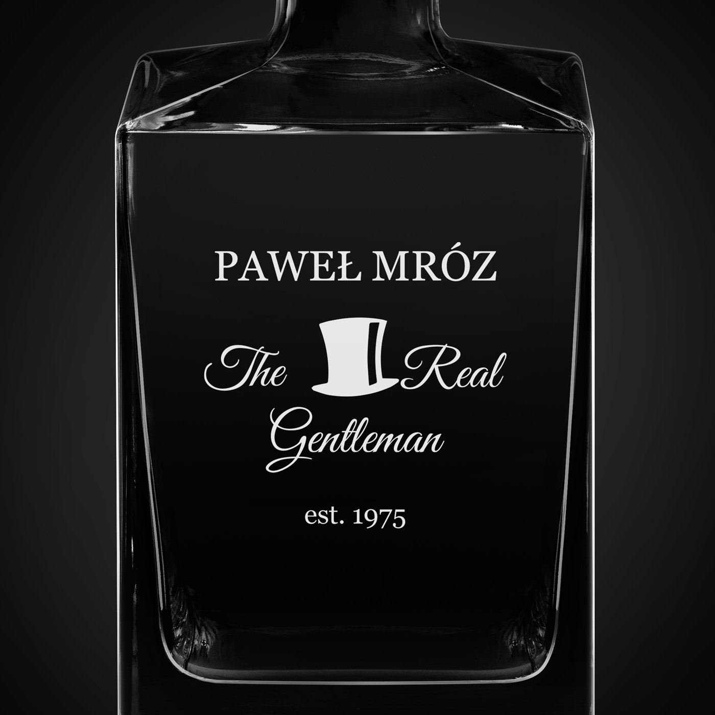 Karafka do whisky cube z grawerem dla gentlemana na urodziny
