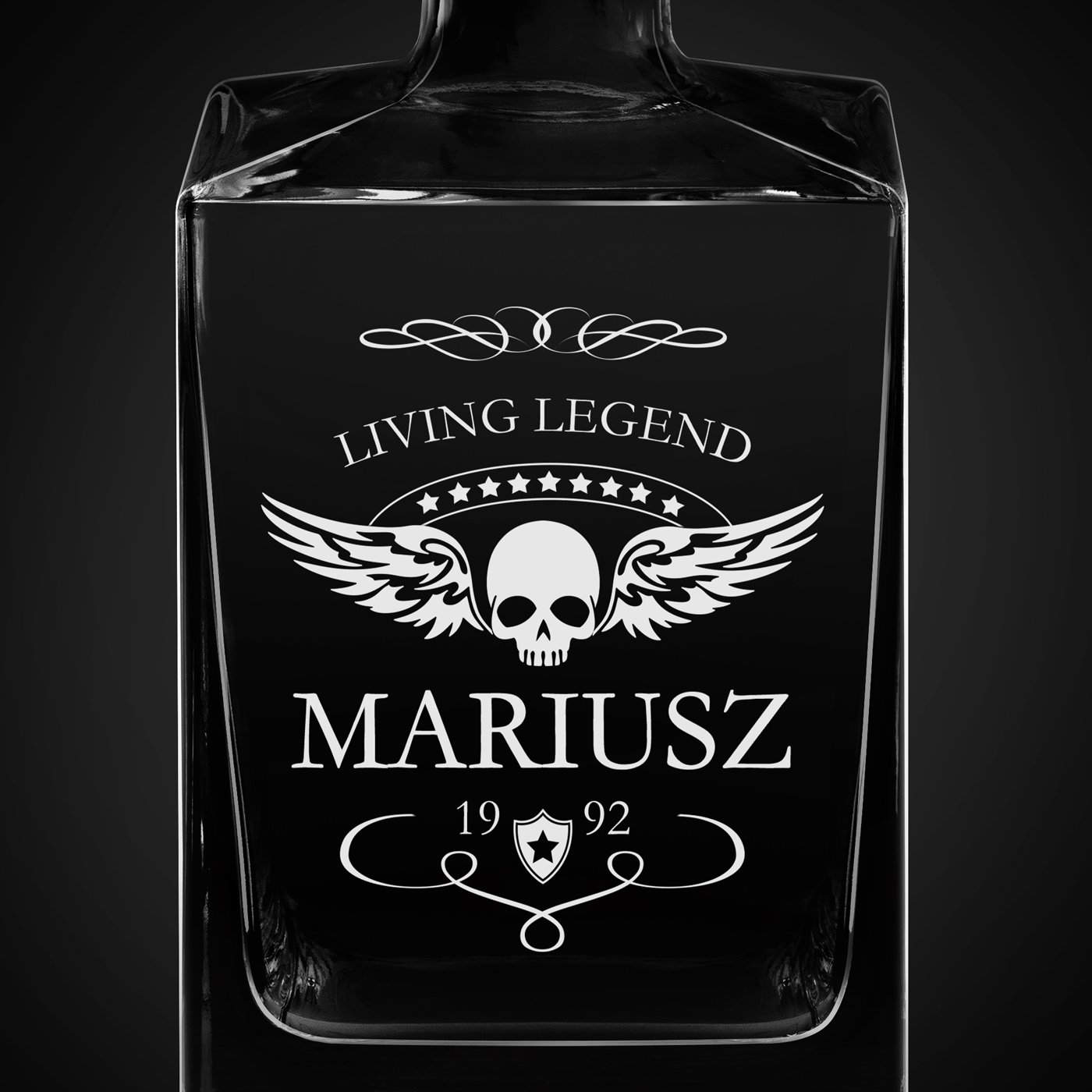 Karafka do whisky cube z grawerem dla motocyklisty na urodziny