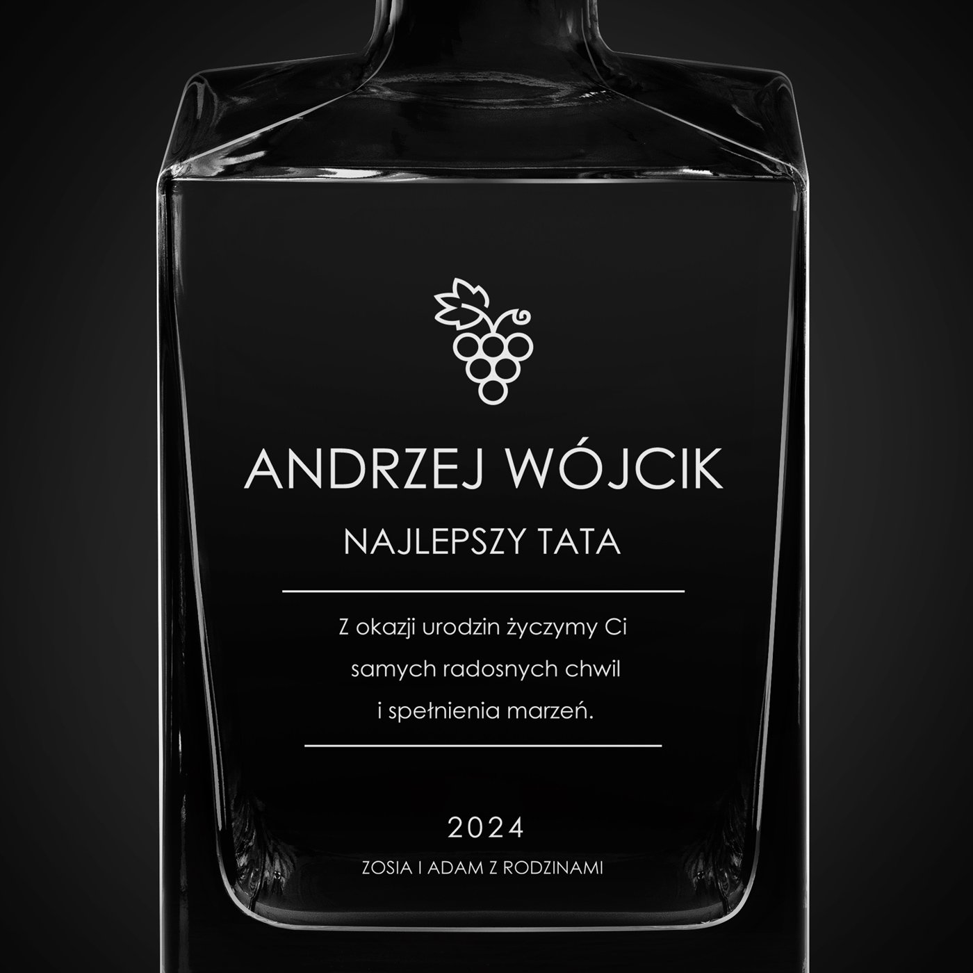 Karafka do whisky cube z grawerem dla taty na urodziny