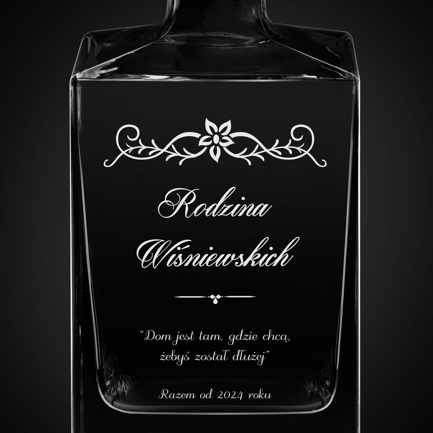 Karafka do whisky cube z grawerem dla pary na parapetówkę