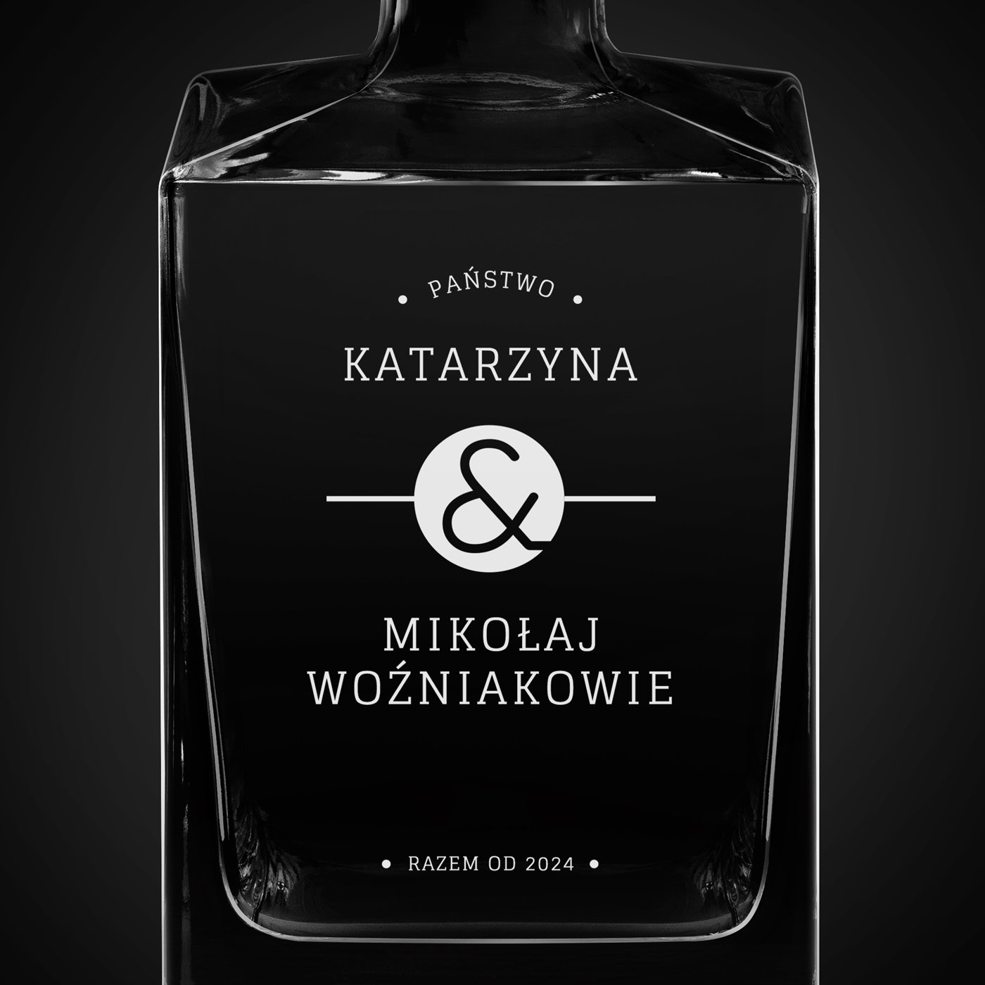 Karafka do whisky cube z grawerem dla pary na ślub rocznicę parapetówkę