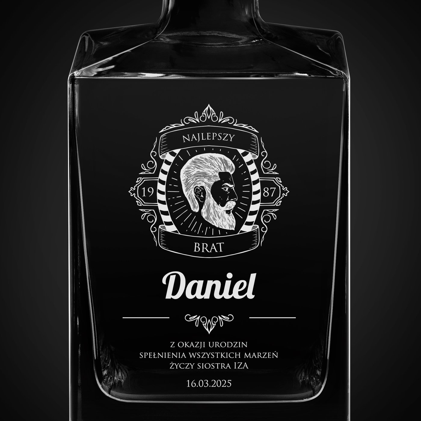 Karafka do whisky cube z grawerem dla brata na urodziny