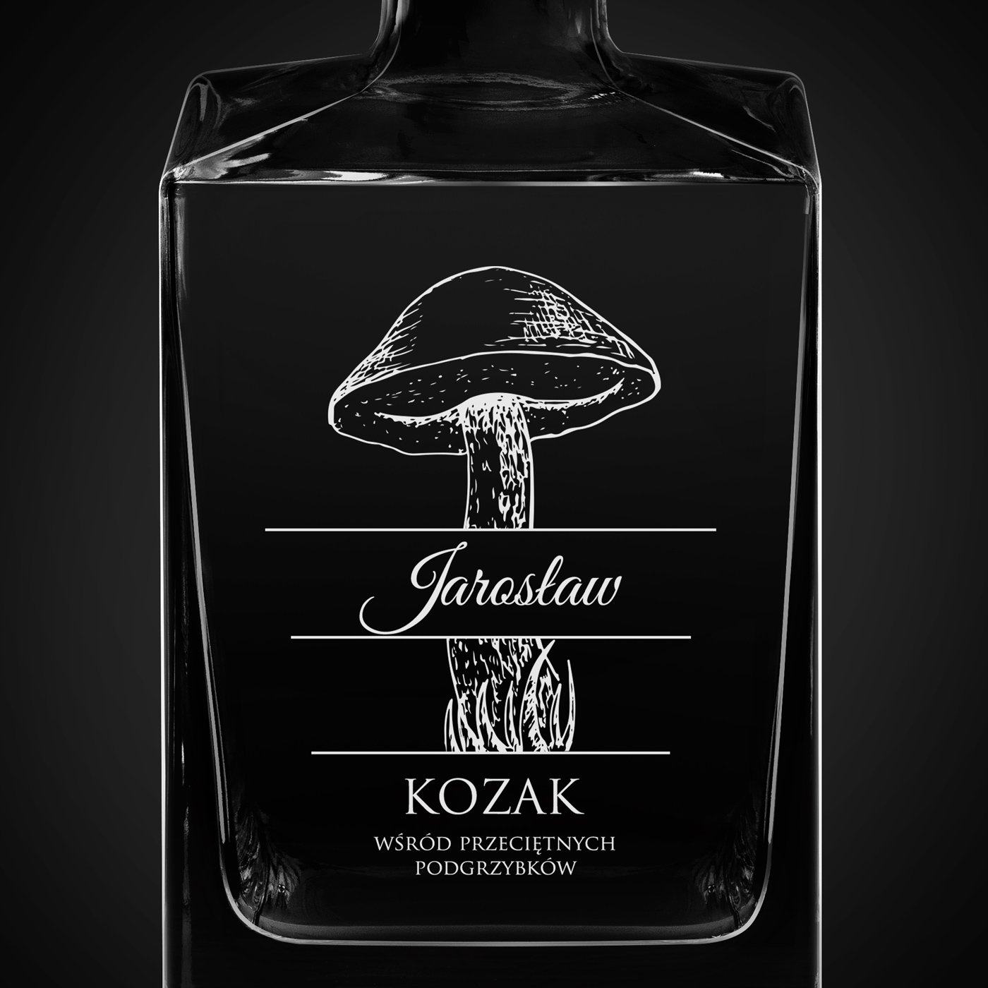 Karafka do whisky cube z grawerem dla grzybiarza na imieniny