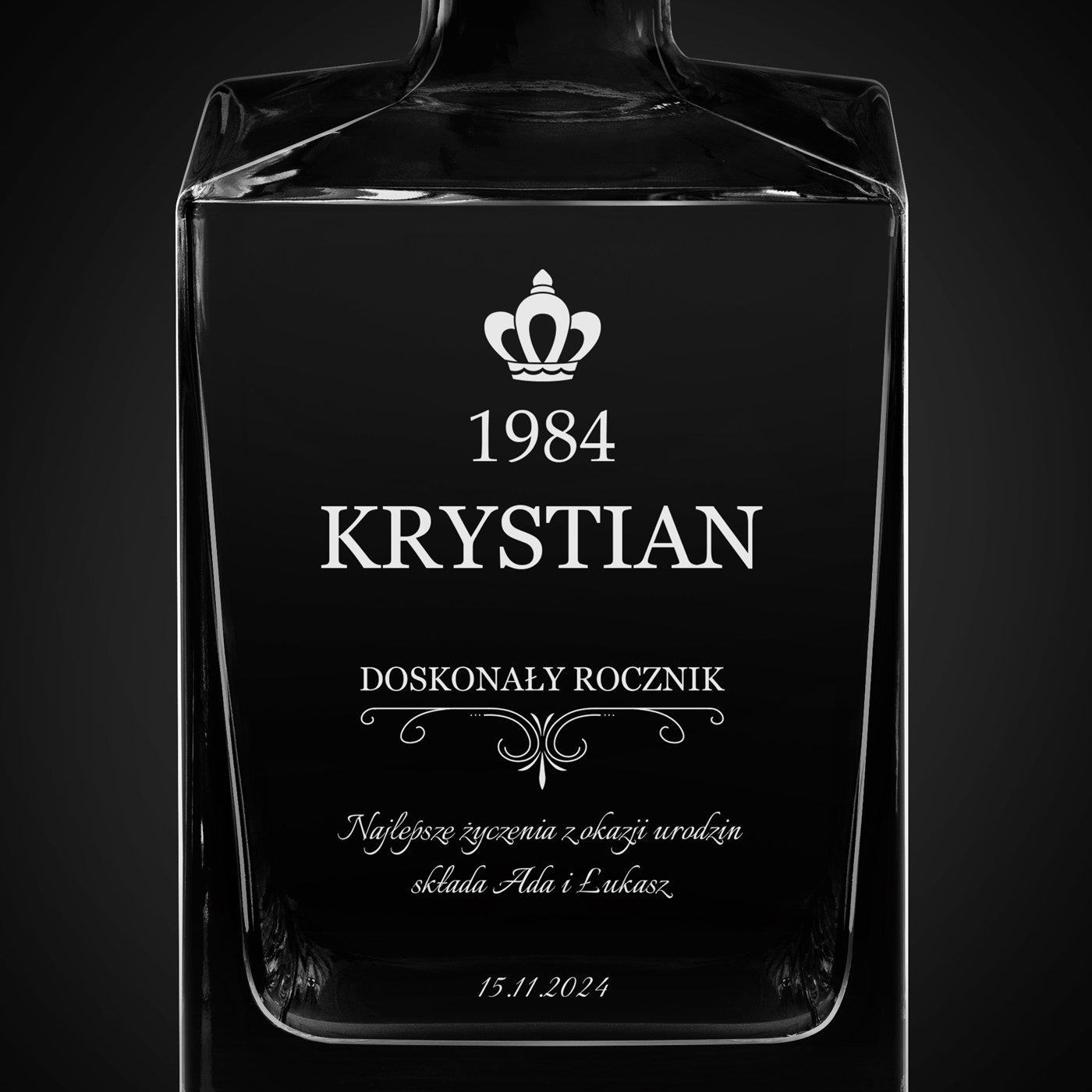 Karafka do whisky cube z grawerem dla niego na urodziny
