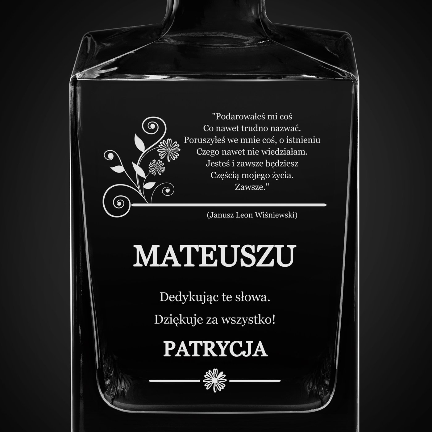 Karafka do whisky cube z grawerem dla niego jako podziękowanie ślubne na imieniny walentynki