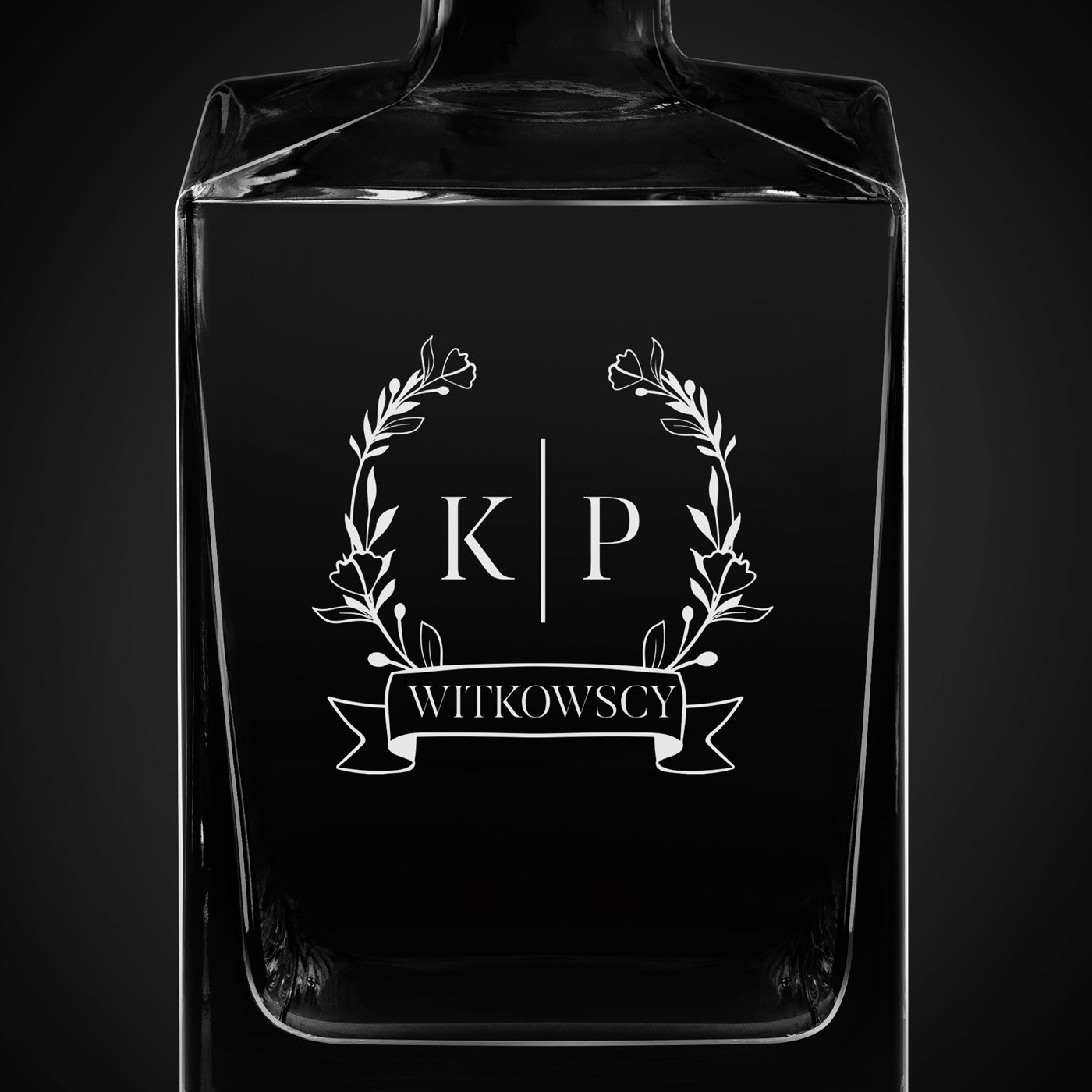 Karafka do whisky cube z grawerem dla pary na ślub rocznicę parapetówkę