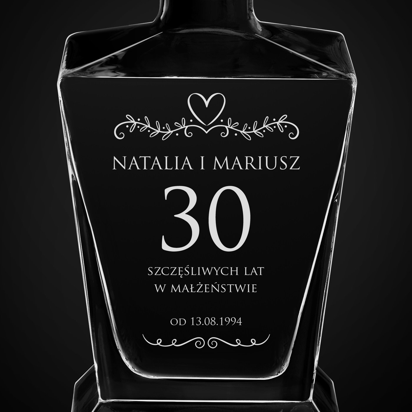 Karafka do whisky pyramid z grawerem dla pary na 30 rocznicę ślubu