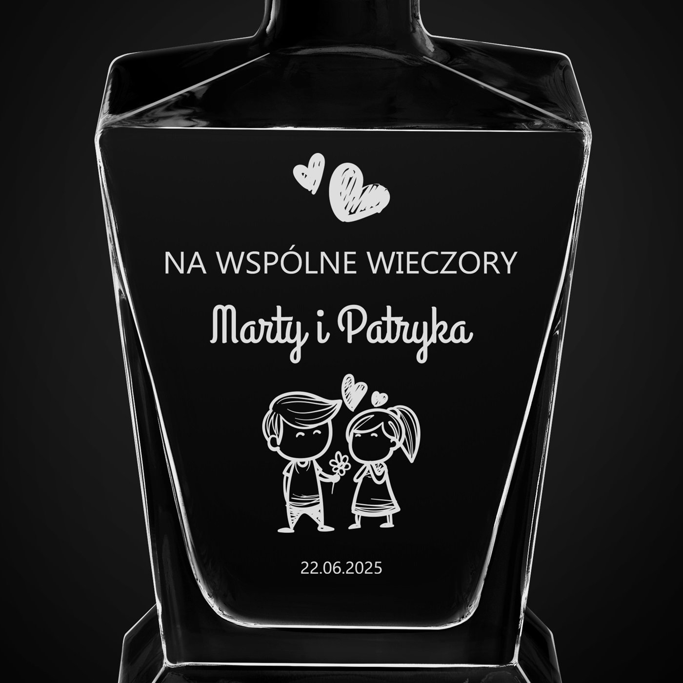 Karafka do whisky pyramid z grawerem dla pary na ślub rocznicę parapetówkę