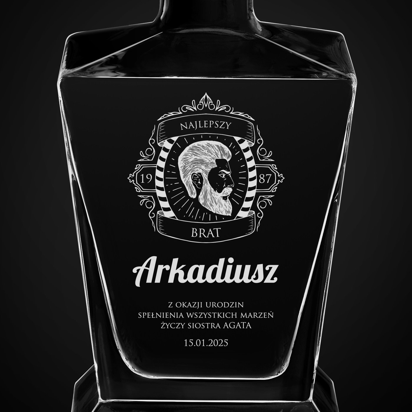 Karafka do whisky pyramid z grawerem dla brata na urodziny