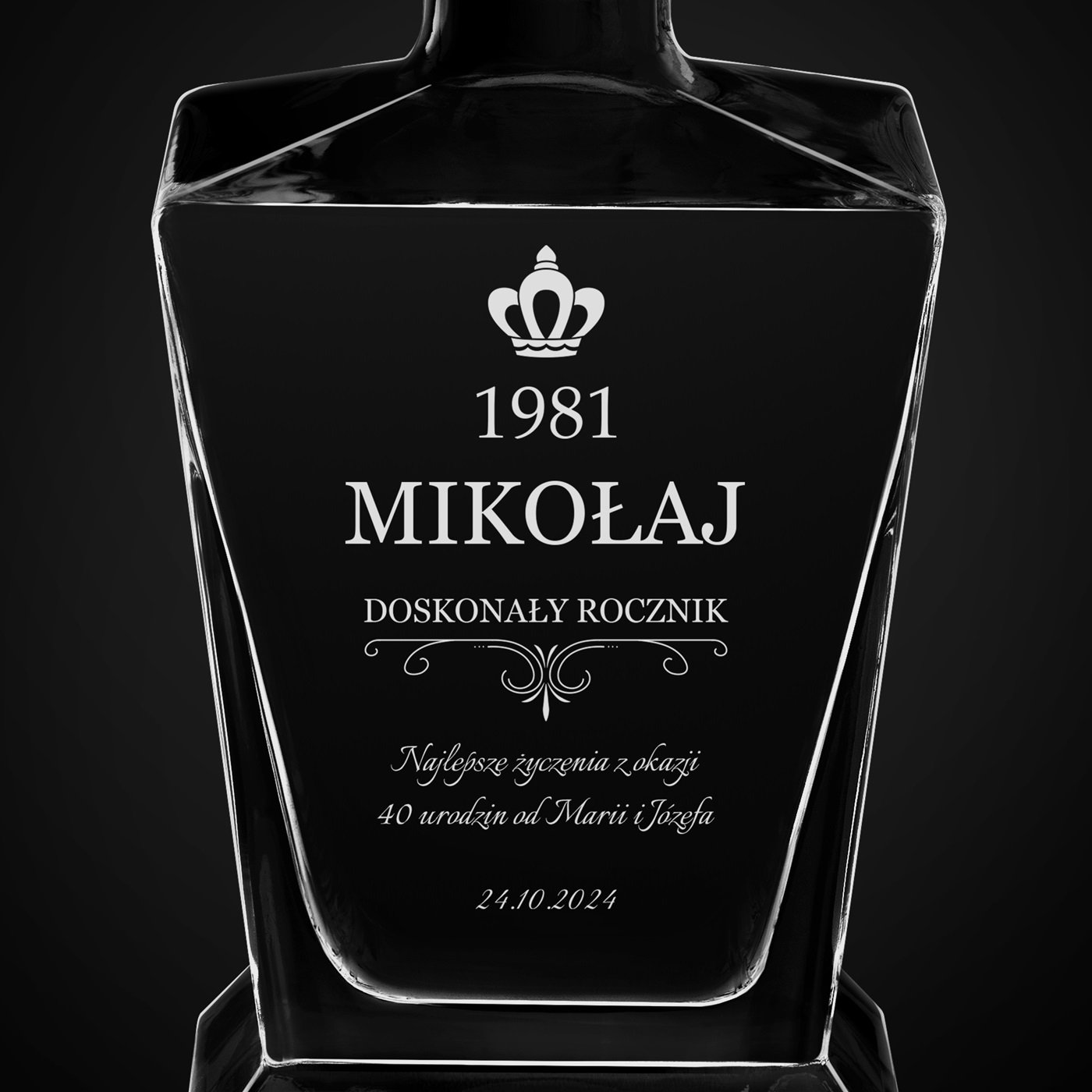 Karafka do whisky pyramid z grawerem dla niego na 40 urodziny