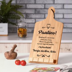 Podstawka pod książkę kucharską z nadrukiem - deska kuchenna dla siostry jako podziękowanie ślubne