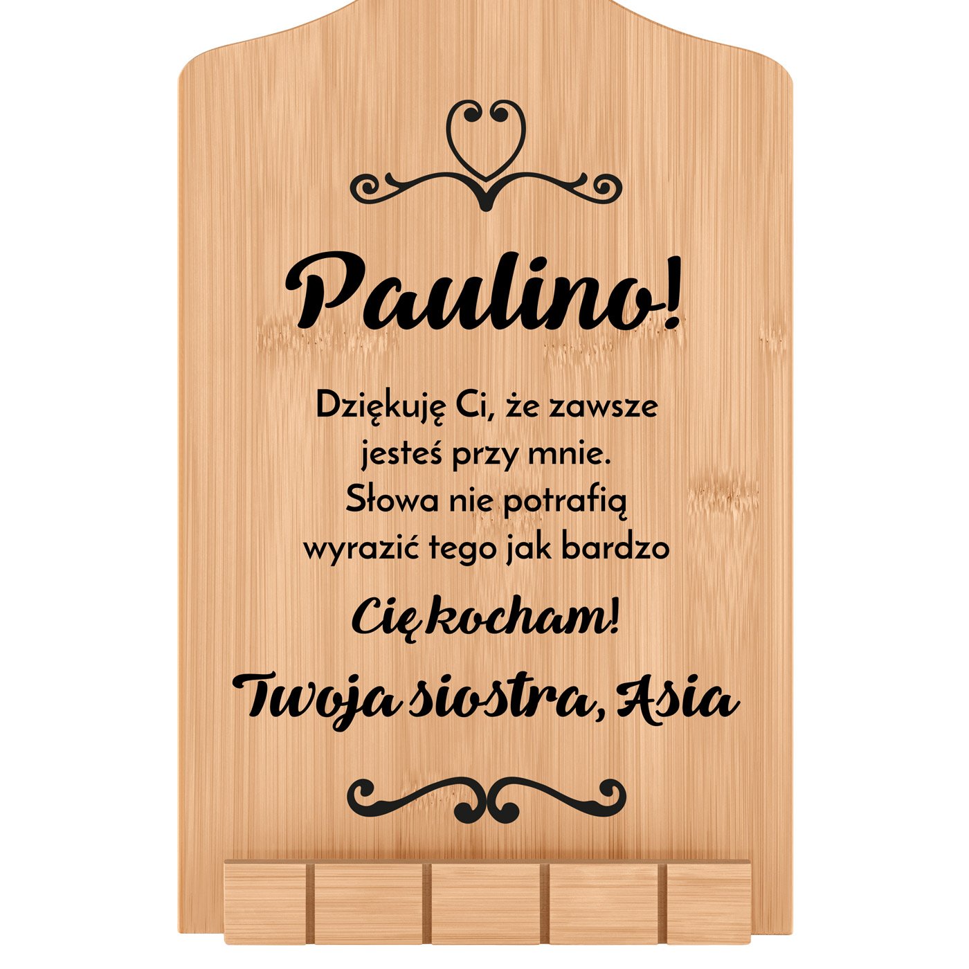 Podstawka pod książkę kucharską z nadrukiem - deska kuchenna dla siostry jako podziękowanie ślubne