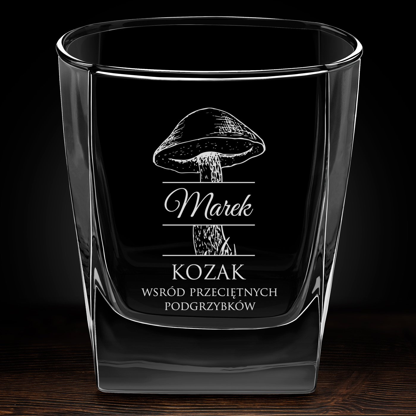 Szklanka do whisky z grawerem dla grzybiarza